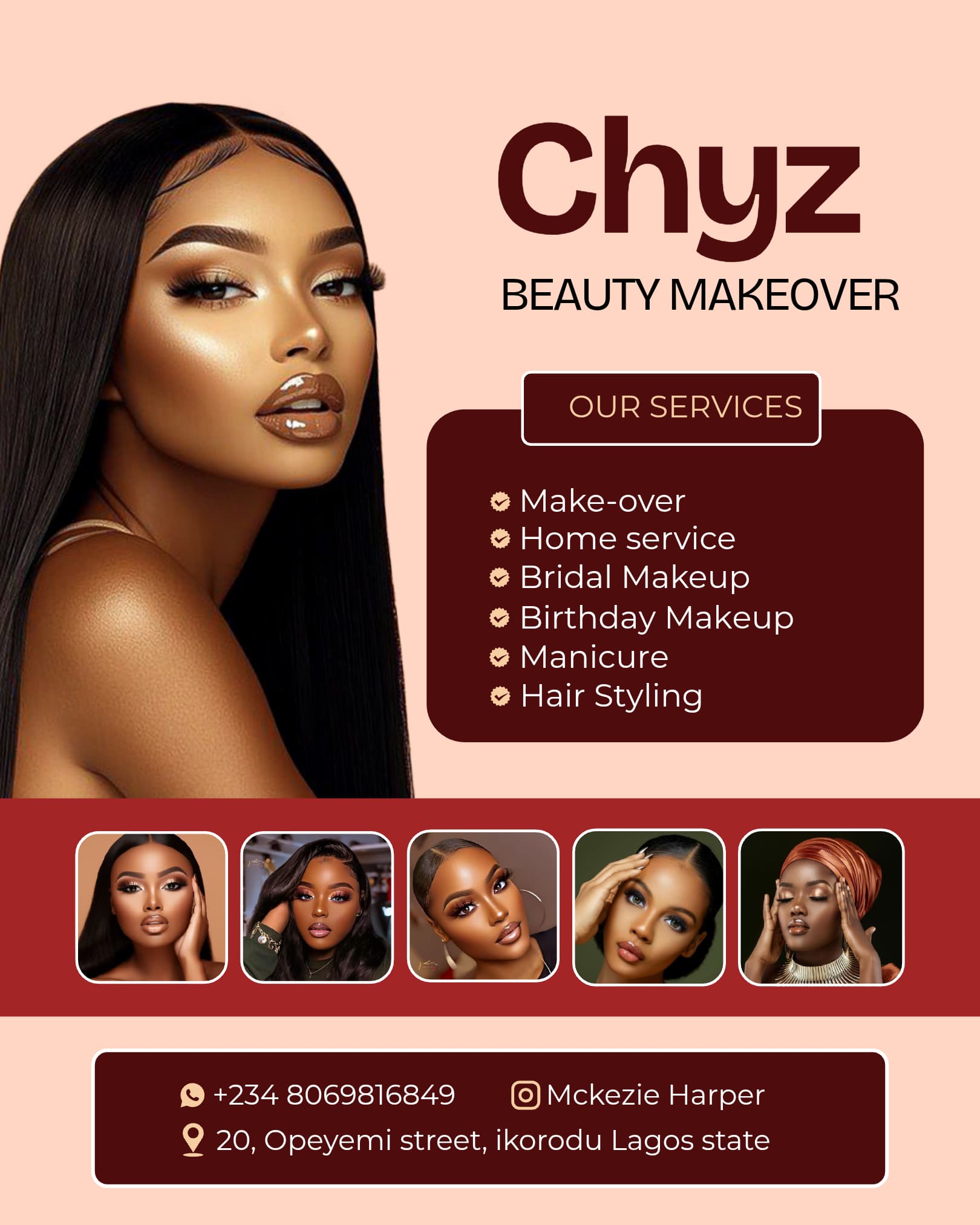 Chyz Beauty Makeover portfolio design by PrimeEdge Creative