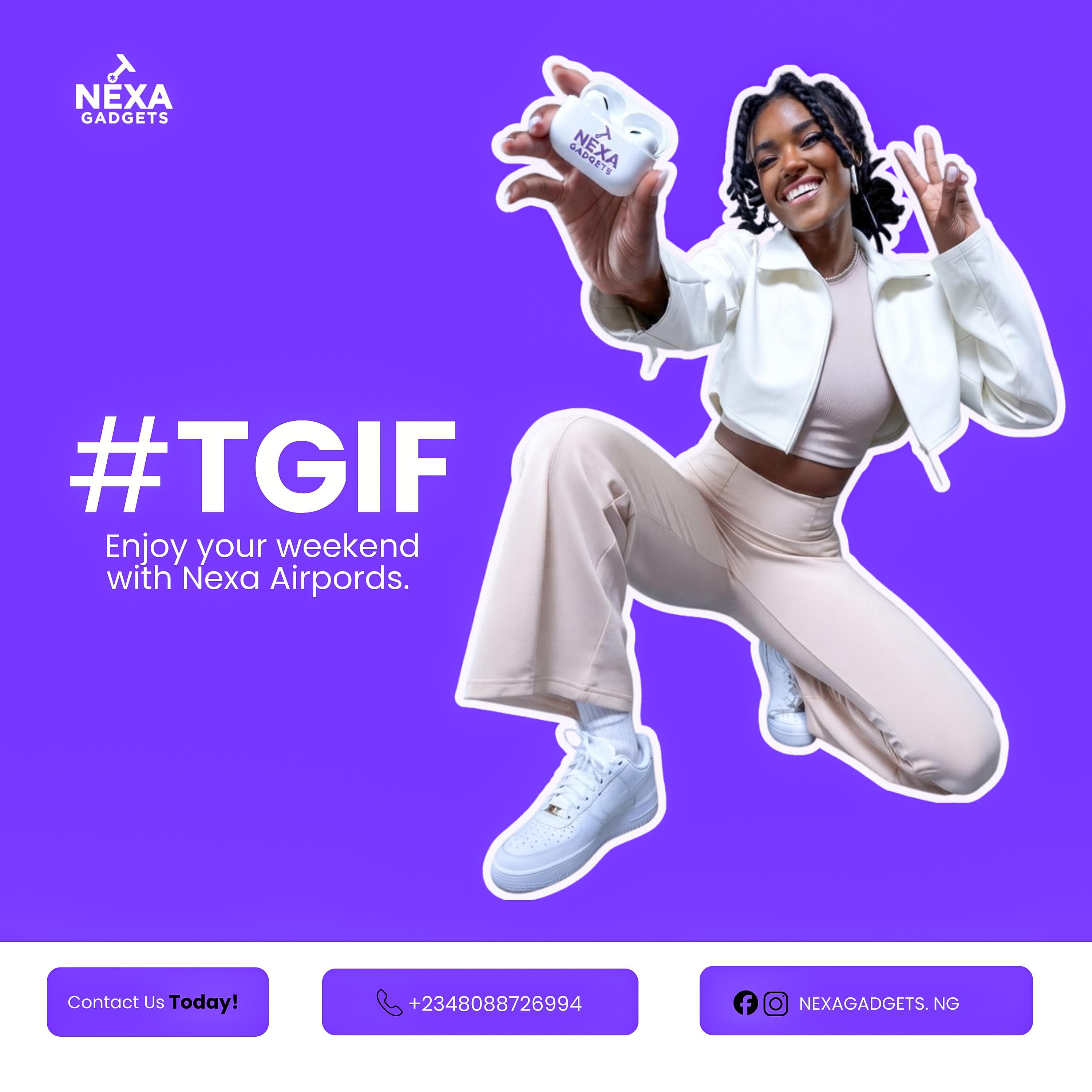 Purple gadget spotlight promotional Canva flyer