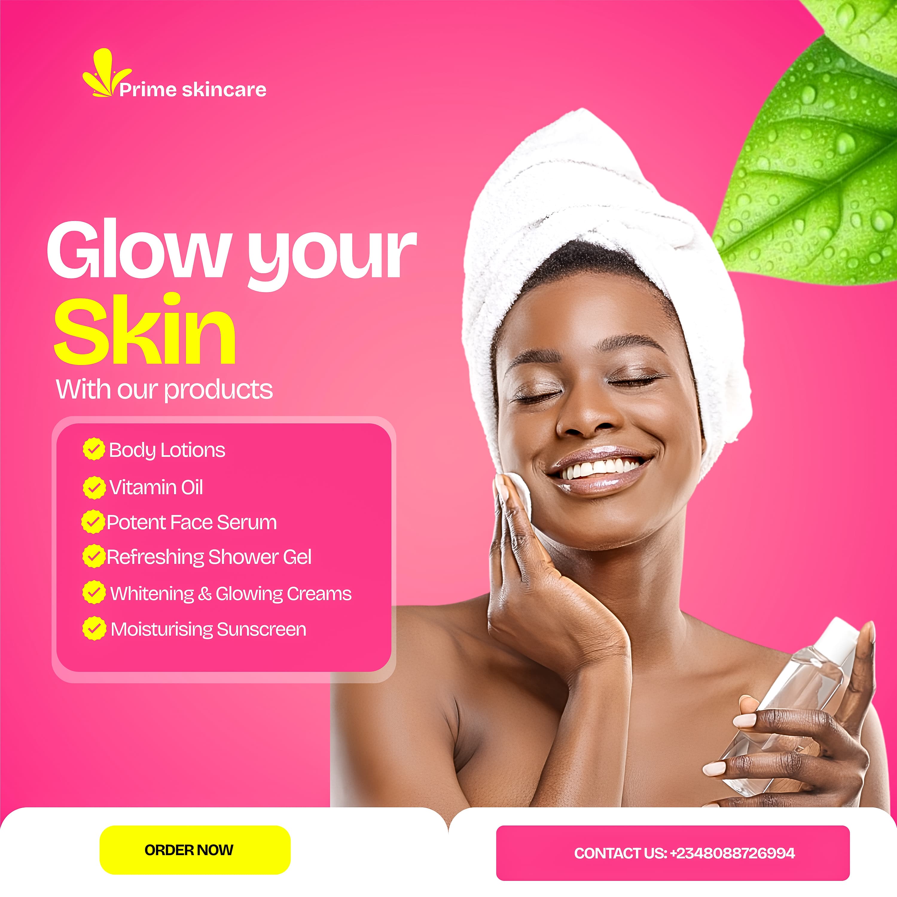 Skincare products promotional Canva flyer